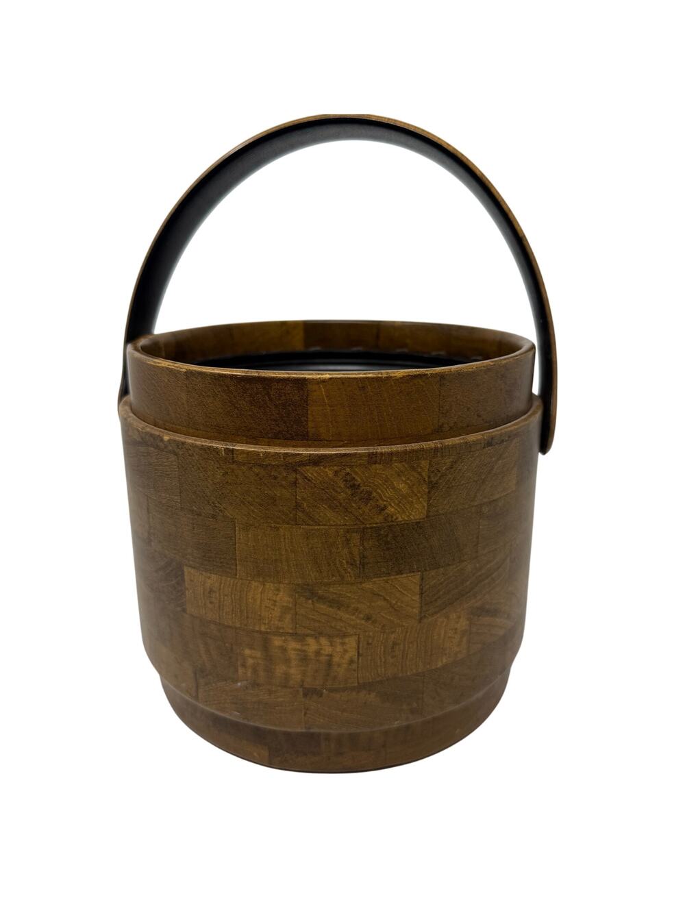 Vintage 60s Faux Wood Ice Bucket No Lid Mid Century Modern Made in USA